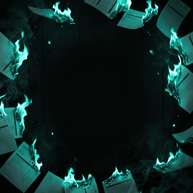 Abstract cinematic background of burning paperwork